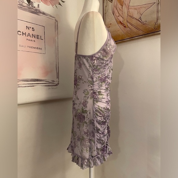 Sheer Sleep Lingerie Dress in Purple Floral Print - Picture 7 of 13